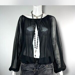 Self Esteem Black Sheer Blouse